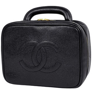 Chanel CHANEL Bag/Cosmetic Pouch Coco Mark Vanity Bag 2WAY Caviar Skin Black ...